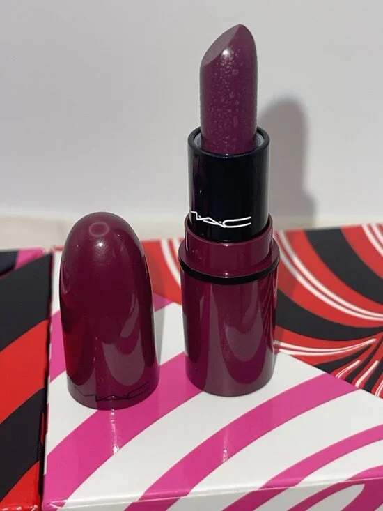 MAC Mini Lipstick Rebel Satin A21 Berry Plum Classic Travel Size New No Box - Picture 2 of 11